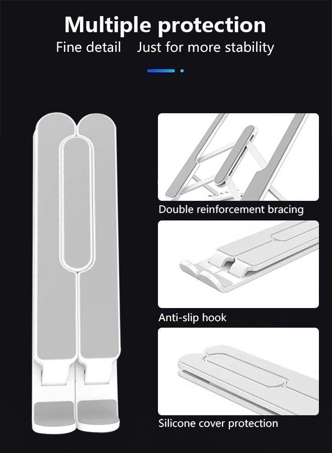 0TO1 TECH Laptop Stand 6-Speed Adjustable ABS Silicone Foldable Portable Laptop Stand for 10-15.6 ft Laptop White - Image 4